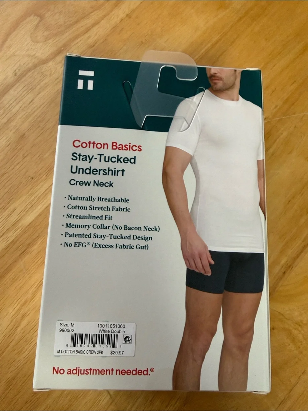 Tommy John Cotton Basics Stay Tucked Crew Neck Undershirts 2 Pack White Size Med